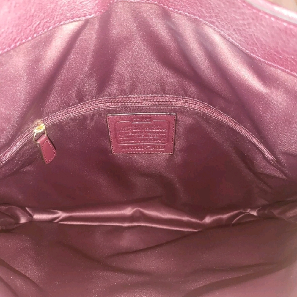 NWT Coach Burgundy Leopard Haircalf Leather Turnlock Large Hobo Shoulder Purse - Picture 6 of 13